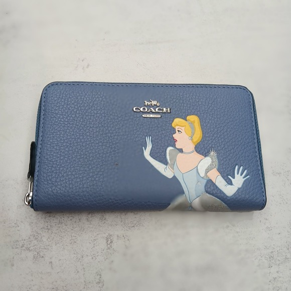 Coach Handbags - NEW Disney X Coach Medium Id Zip Wallet With Cinderella C2895 Silver/ Periwinkle